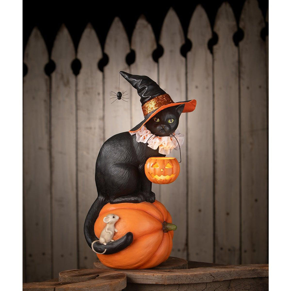 Cat Witch on Pumpkin by Bethany Lowe Designs-2