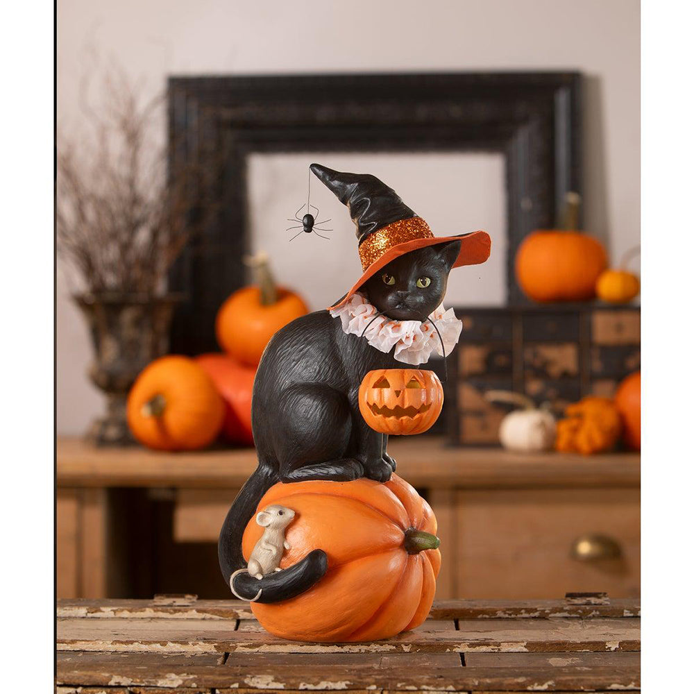 Cat Witch on Pumpkin by Bethany Lowe Designs-4
