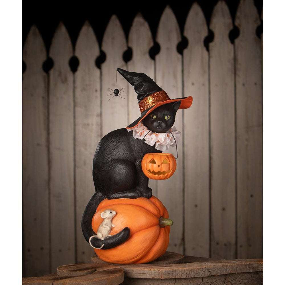 Cat Witch on Pumpkin by Bethany Lowe Designs-1