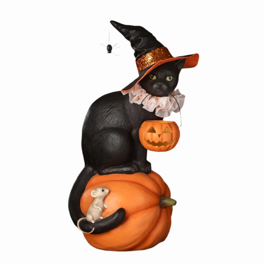 Cat Witch on Pumpkin by Bethany Lowe Designs-0