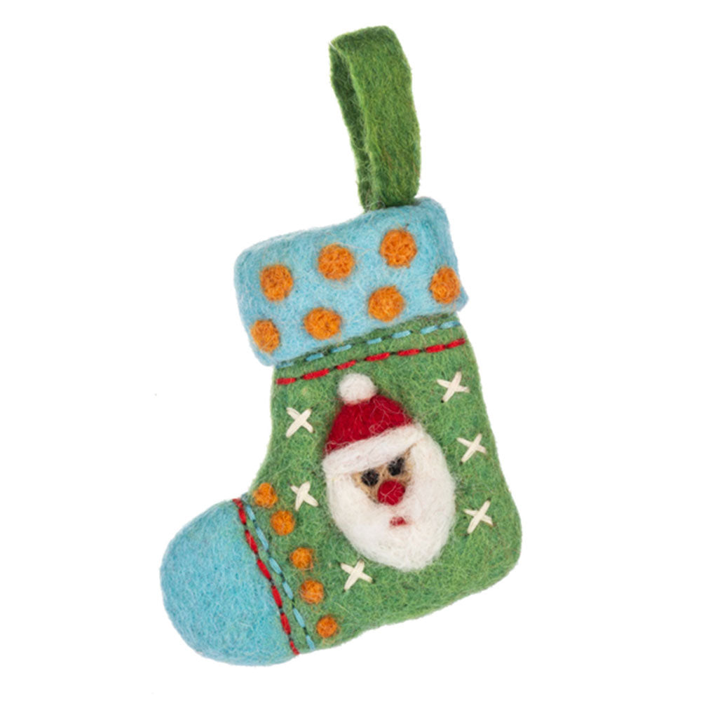 Felted Wool Santa & Snowman Stocking Ornaments Set of 2-2