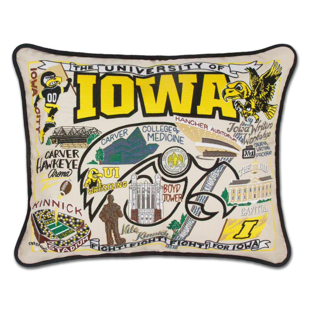 Iowa, University of Collegiate Embroidered Pillow by CatStudio-0