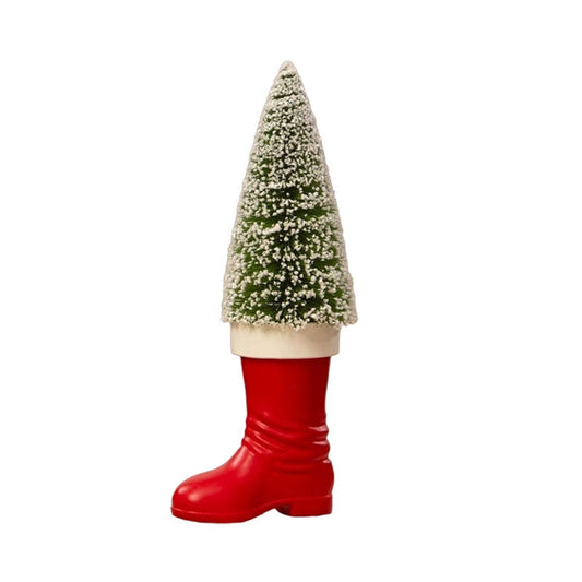 Medium Santa Boot with Bottle Brush Tree-0