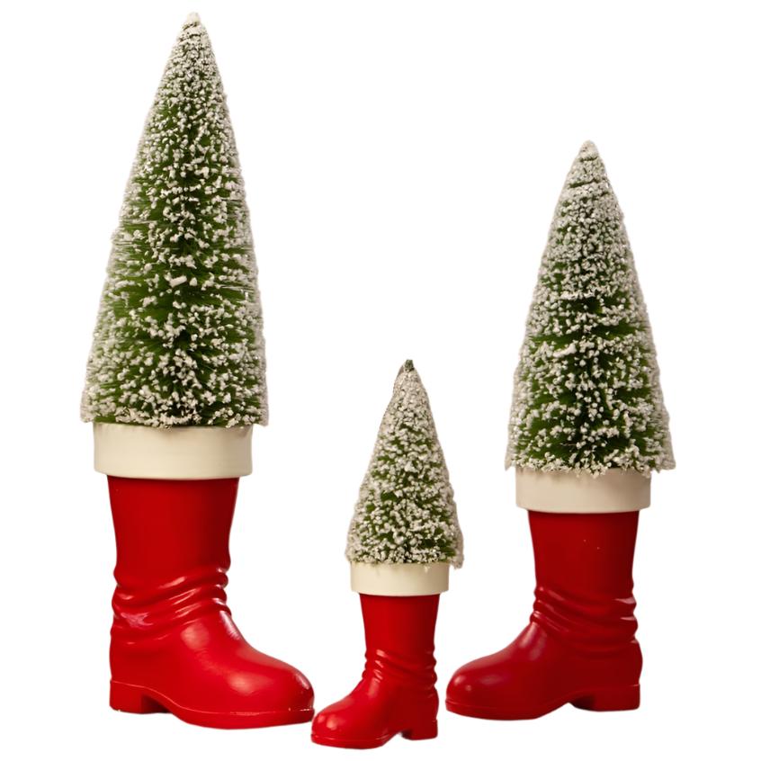 Medium Santa Boot with Bottle Brush Tree-1